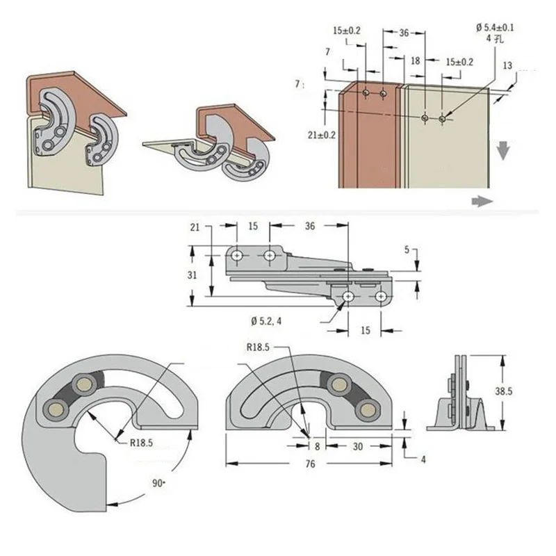 Charnière de porte d'armoire en acier au carbone, équipement industriel GNE, limite market, quincaillerie de meubles, partenaires, résistant à 90