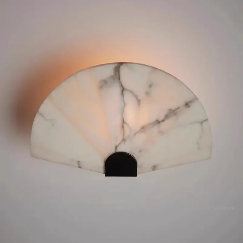 GHJUYIOL Japanese style fan, marble bedside table, wall lamp, homestay bedroom entrance, living room, corridor lamp