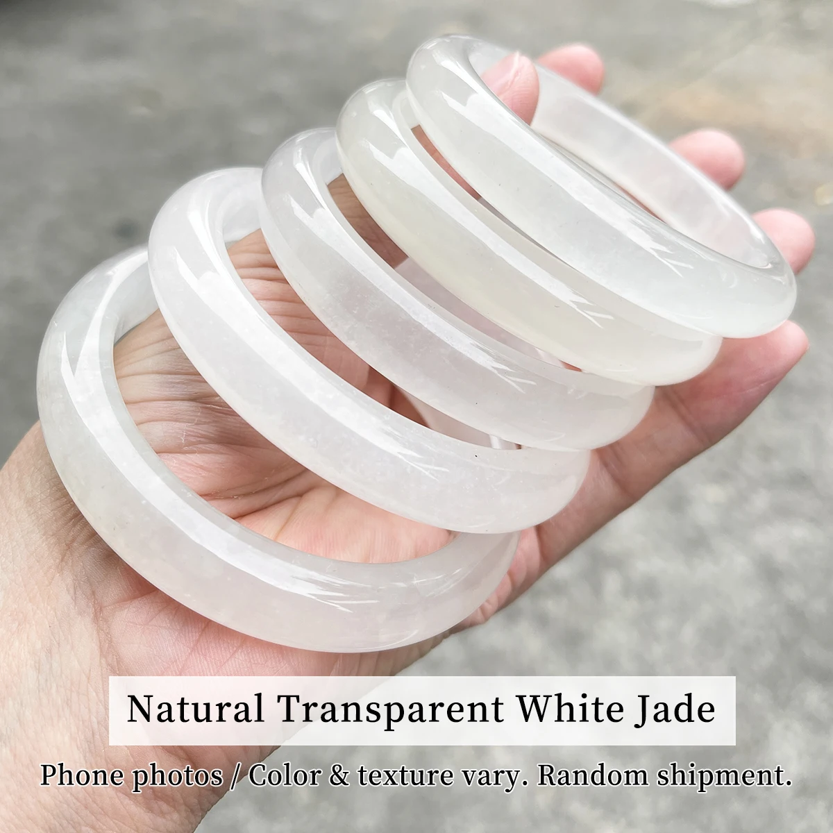 1 Piece JD Natural Russian White Jade Bangle Icy Translucent Nephrite Bracelet for Women Elegant Gift Jewelry Bangles  Bracelets