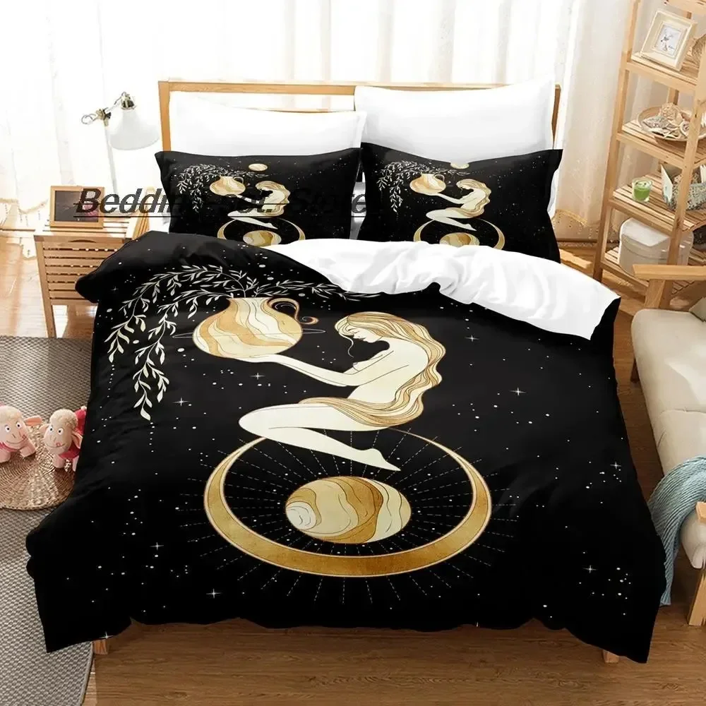 New Witch Moon Bedding Set Single Twin Full Queen King Size Bed Set Aldult Kid Bedroom Duvetcover Sets Anime Bed Sheet Set