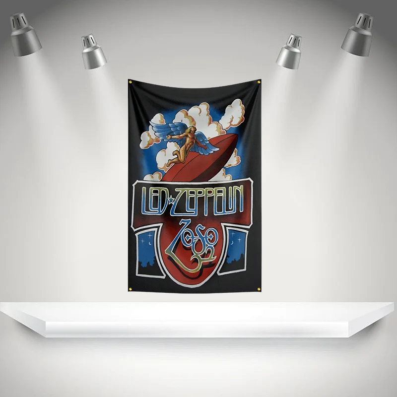 L-Led Zepplin Flag Rock Music Band Banner   HD Printing Tapestry Exhibition Music Band Fans Garage Decor