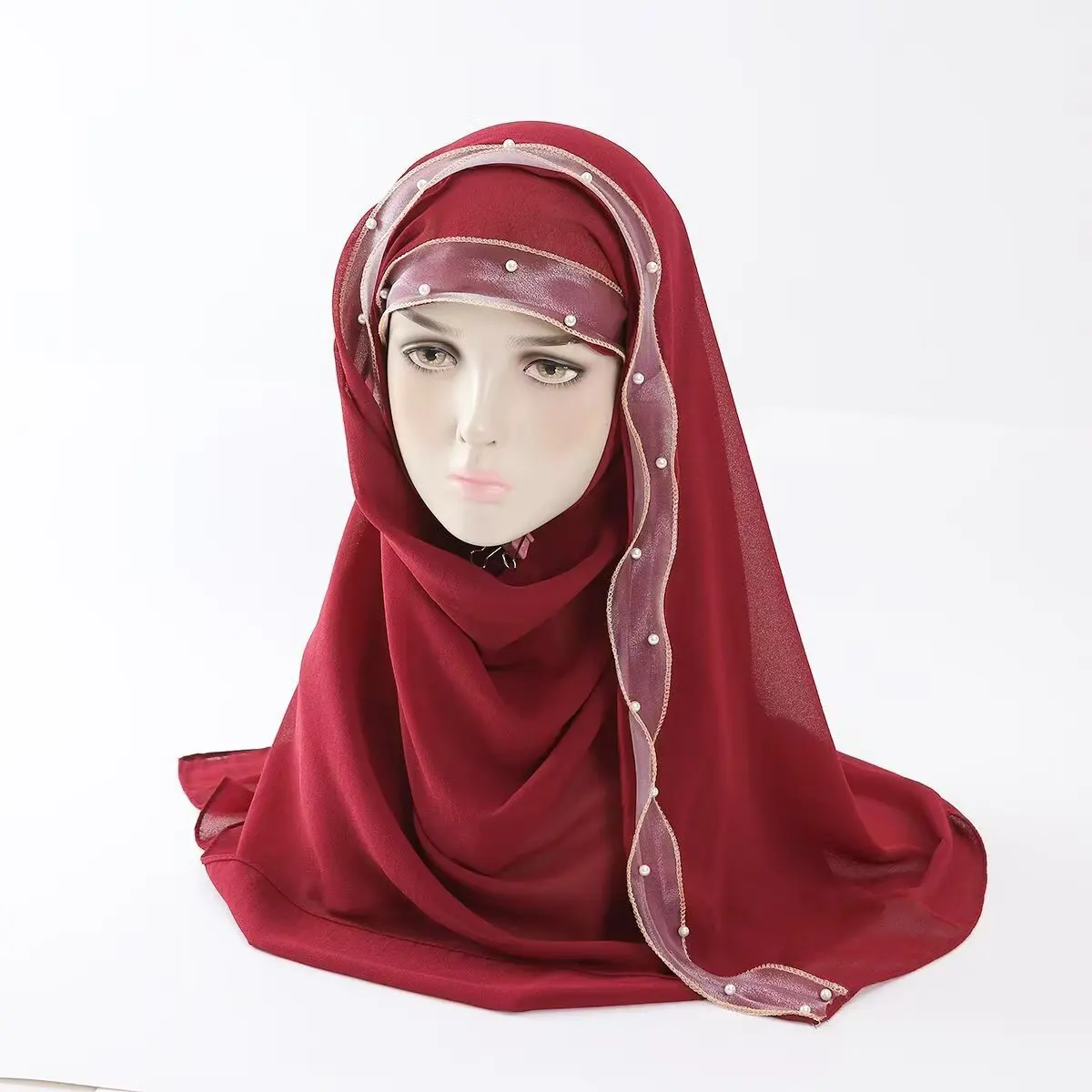 

Шифоновый шарф премиум-качества с пузырьковым жемчугом, шаль, женский мусульманский хиджаб, платок, банданы, повязка на голову, Bufanda, платок, тюрбан