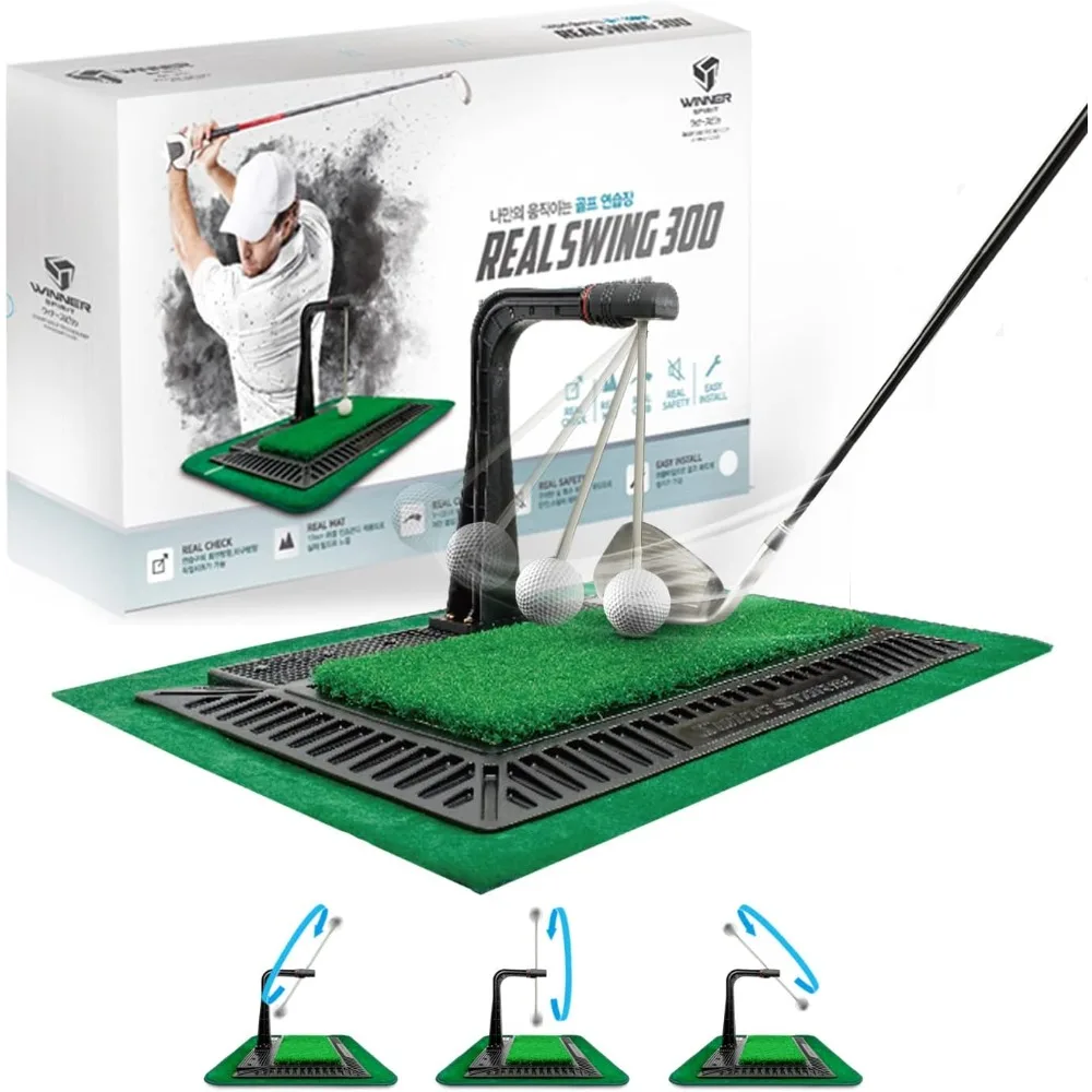 

Real Swing 300 Golf Swing & Hitting Trainer, True Impact, Checking Path After Swing Practice Mat Groover Training Aid