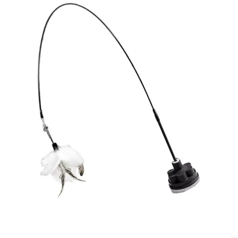 لعبة تفاعلية على شكل عصا دعابة للقطط ذات الريش مع قاعدة كوب شفط للحيوانات الأليفة الملل #5