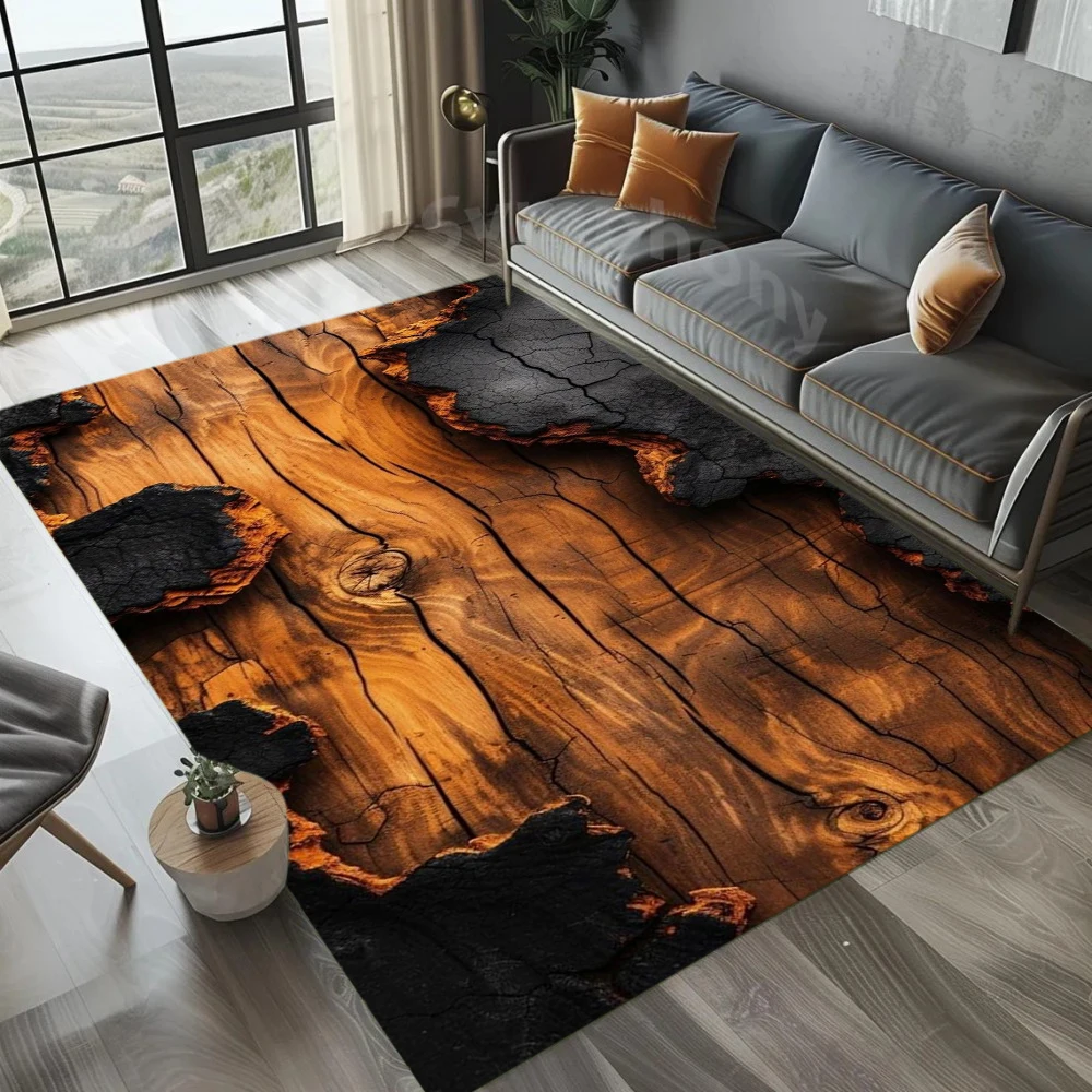 3D Wood Grain Rug Realistic Floor Mat Live Room Bedroom Easy To Clean Rugs Children's Play Mat Home Decor Table Chair Carpets