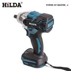 HILDA 18V Electric Impact Wrench Rechargeable 1/2 Socket Wrench Cordless Without Battery High Power Impact In Car Repair