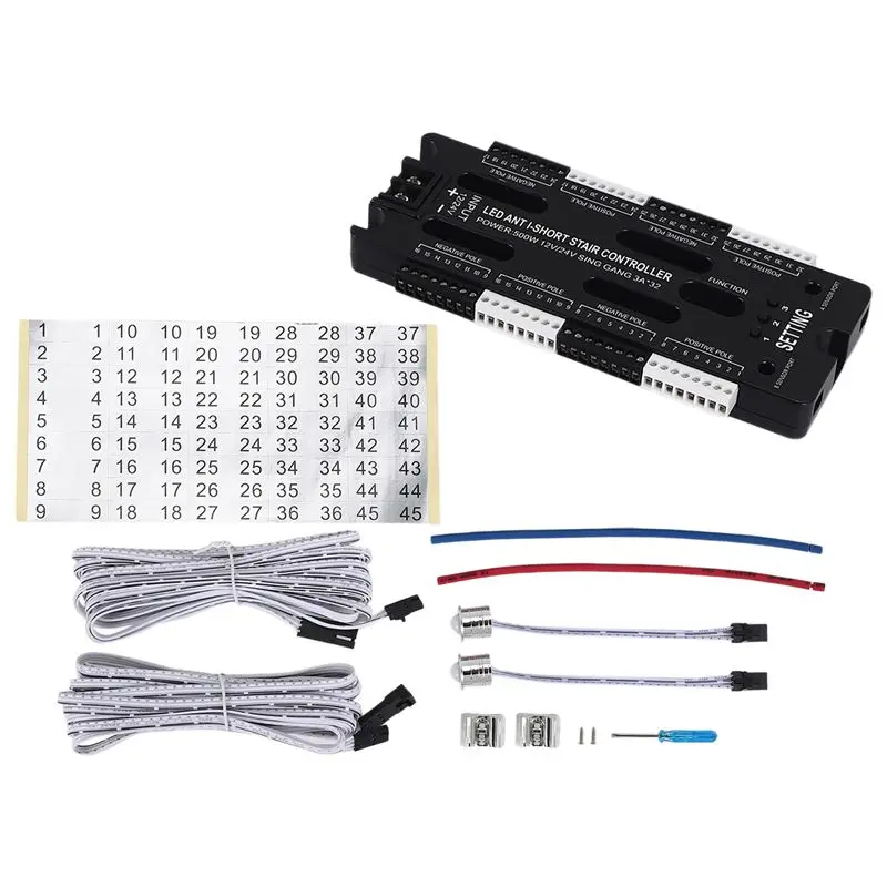 AA08-For Stairs Flexible Strip Indoor LED Motion Sensor 32 Channels Adjustable Brightness DC 12V 24V Stair Light Controller