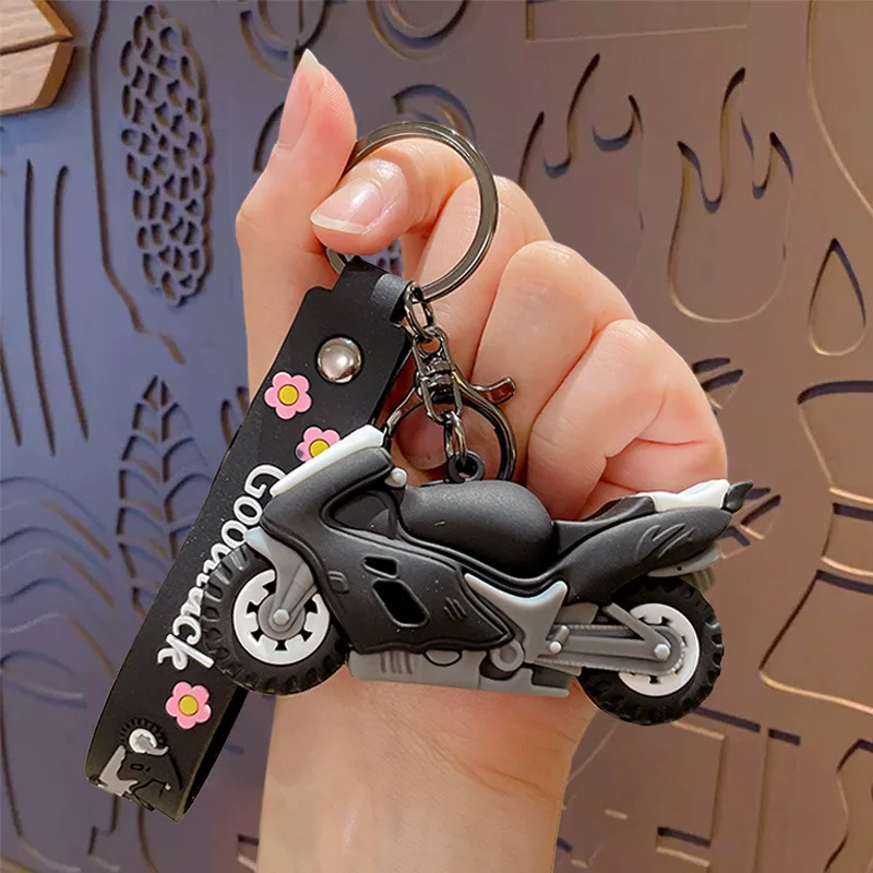 Simulated Heavy Locomotive Keychain Cartoon Heavy Duty Motorcycle School Bag PVC Pendant Keyring Fashion Cool Backpack Ornaments