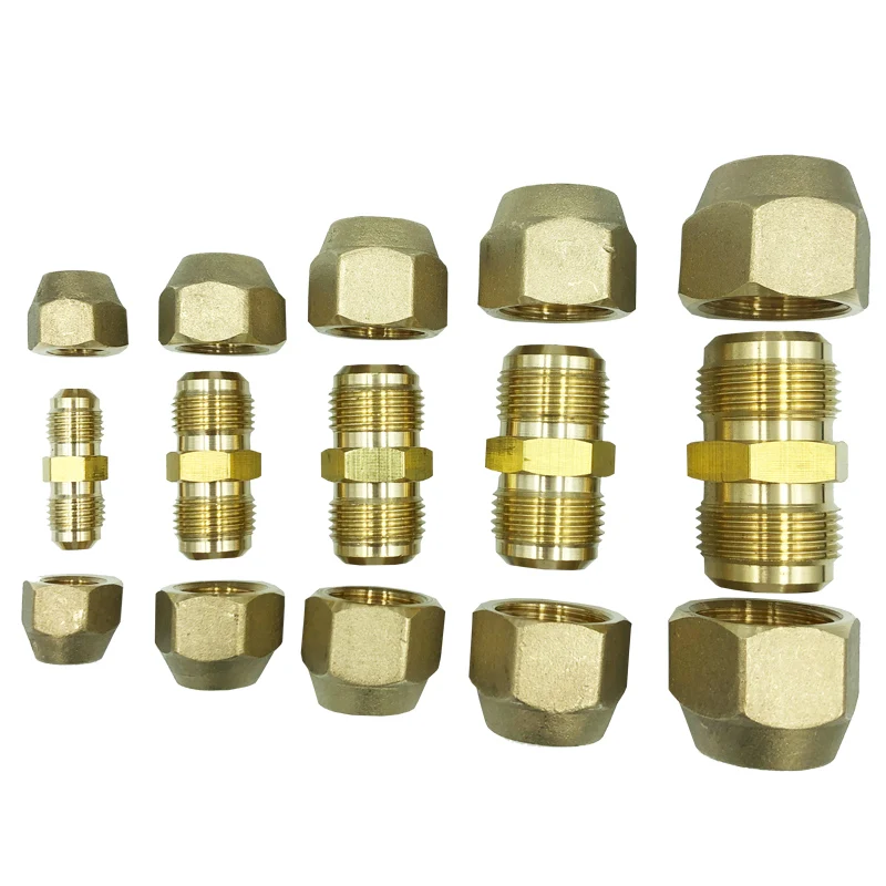 

Brass Air Conditioner Coupling Forged UNF Thread Male to Male with Nut Straight Flare Connecting Pipe Fitting Adapeter