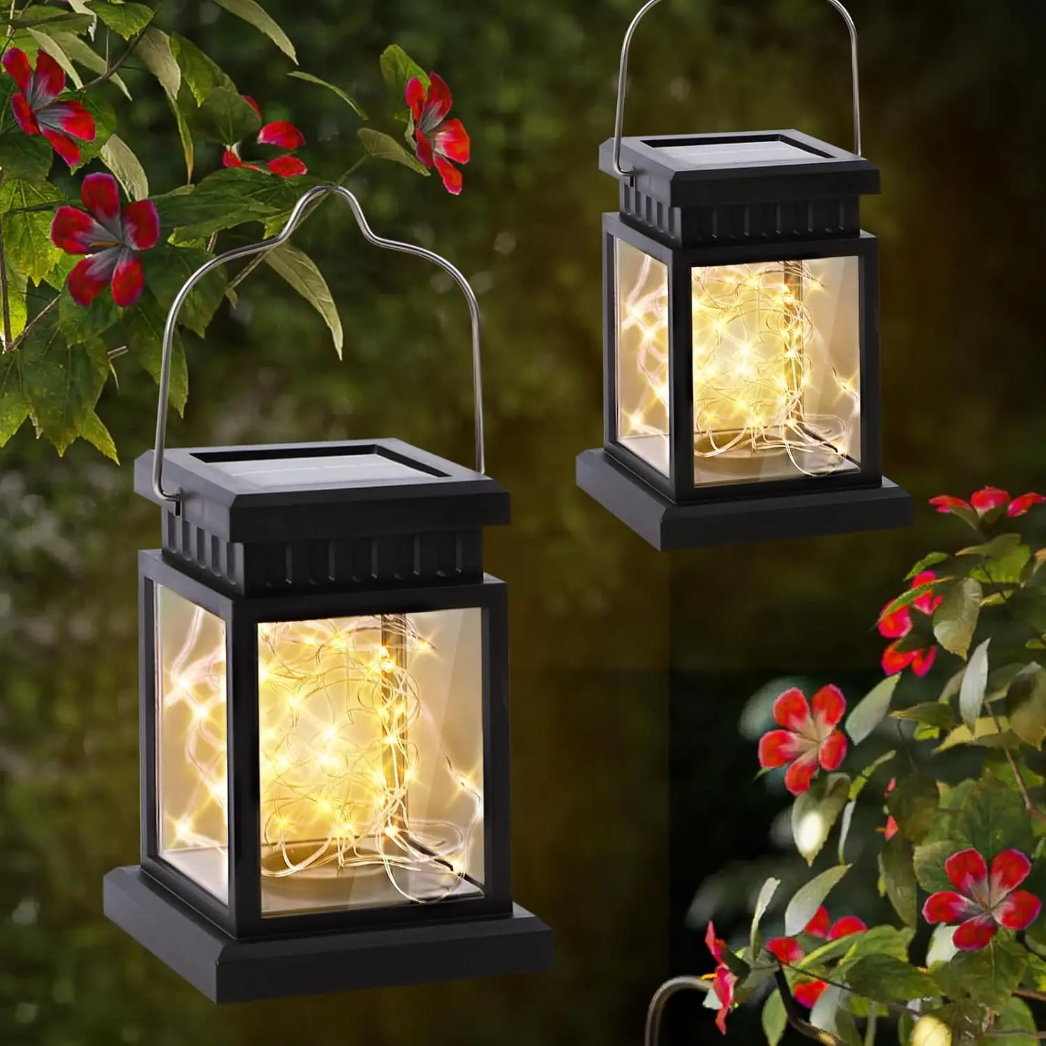 

1PCS Garden Decor Outdoor Solar Lights Waterproof Hanging Candle Lamp with Handle Portable Decorative Pathway Lighting