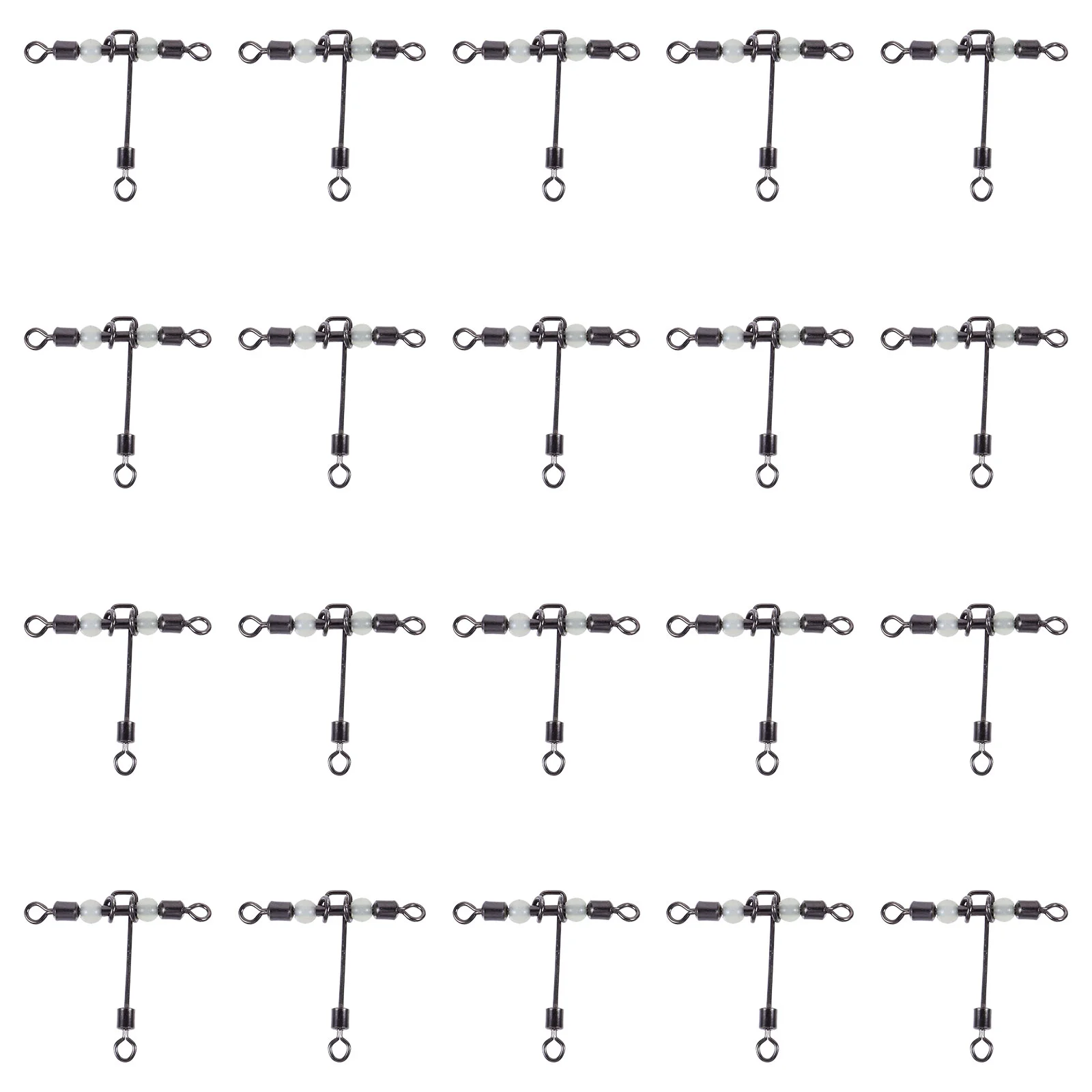 20 Pcs Fork Ring Connector Fishing Tackle Accessory T-Shape Swivels American Style Copper Luminous