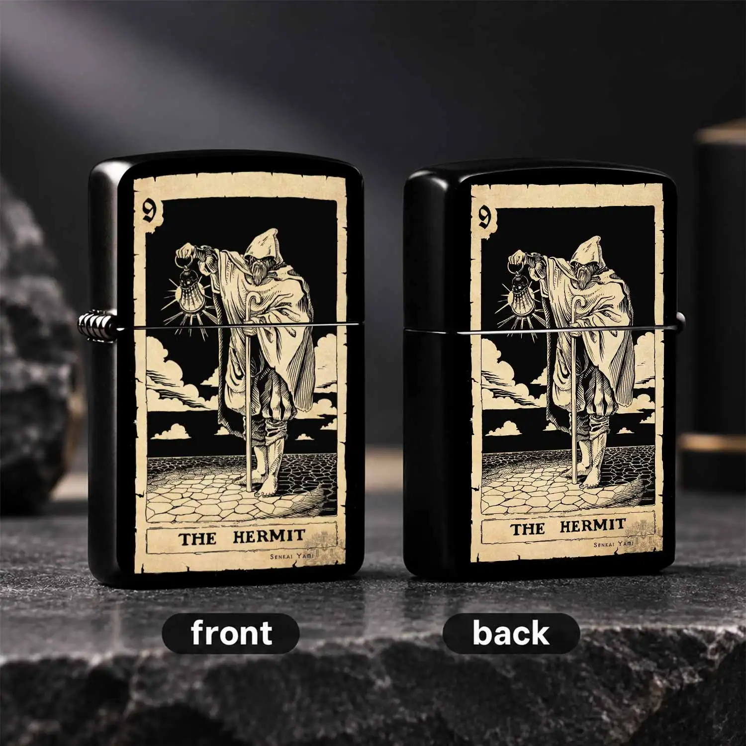 Vintage Tarot The Hermit Pattern Retro Parchment Engraved Style Windproof  Mystical Divination Themed Collectible Gift For Tarot Lovers Daily Use A fun and humorous lighter