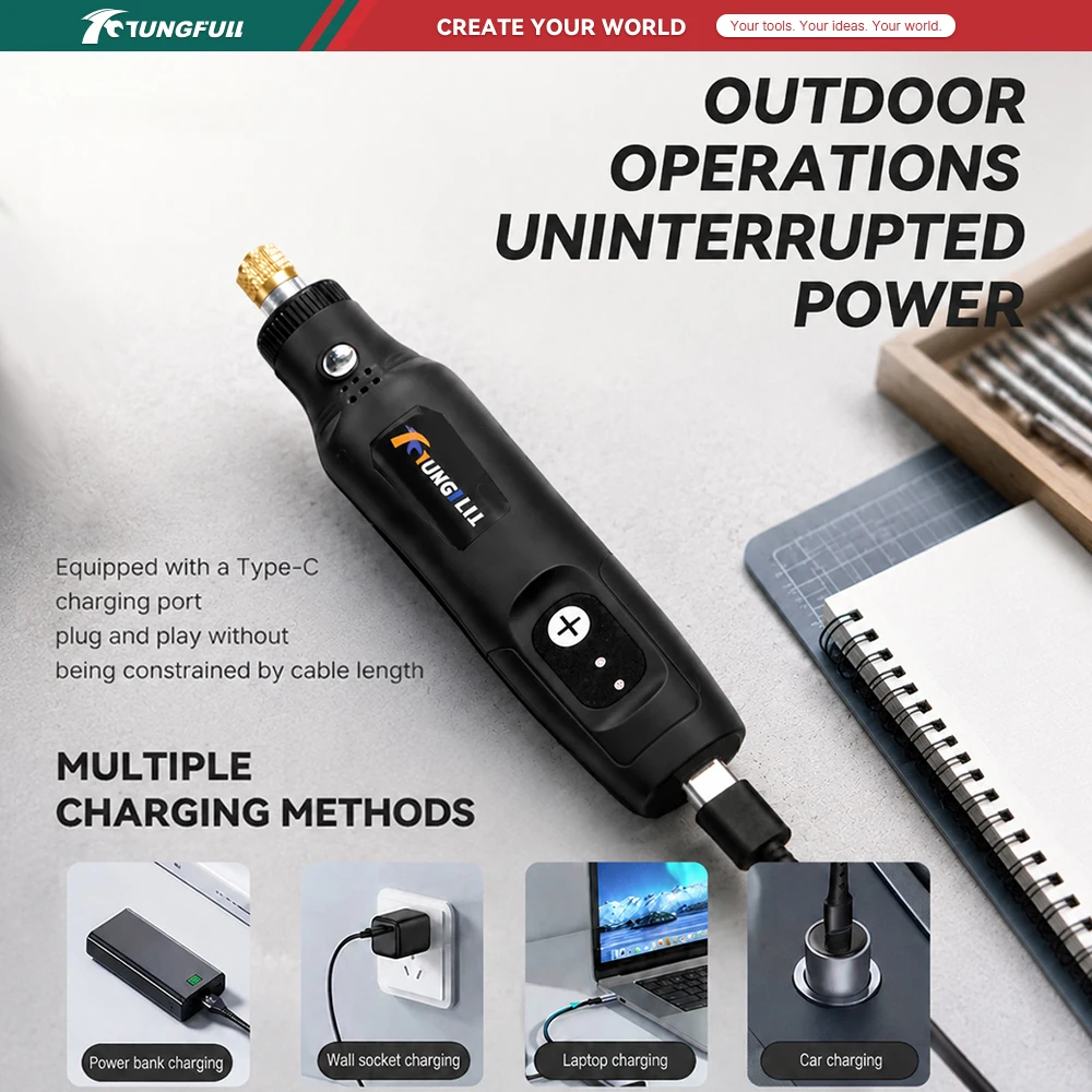 3.7V Wireless Mini Electric Rotary Grinding Pen Portable Variable Speed Cordless Polisher Carver DIY Handcraft Hobby Tool Set