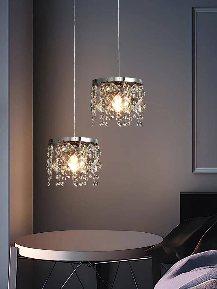 Nordic Style Crystal Chandelier Hanging Living Room Ceiling Light Designer Bedroom Bedside Lamp Dining Room Kitchen Pendent Lamp