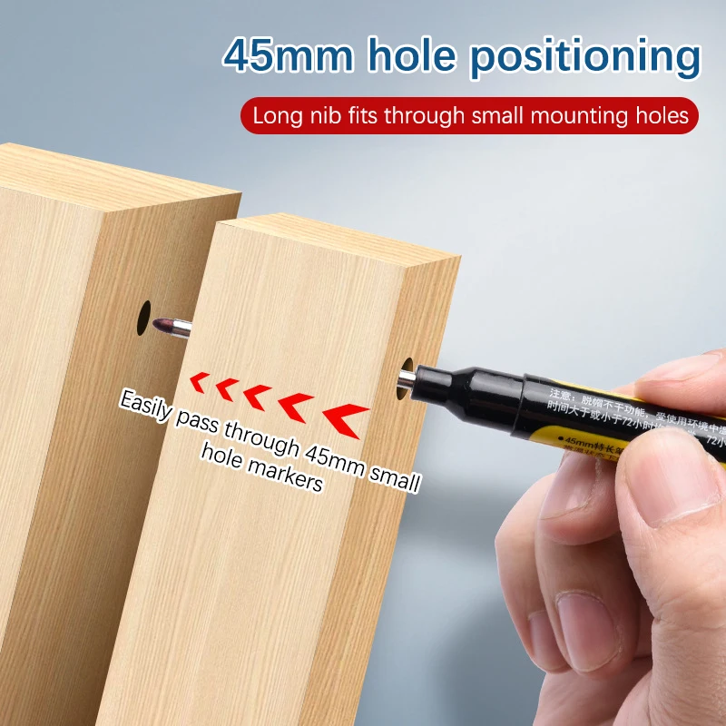 Marqueurs à tête longue pour trou profond de 45mm, stylo marqueur coloré multifonctionnel pour menuiserie mécanique