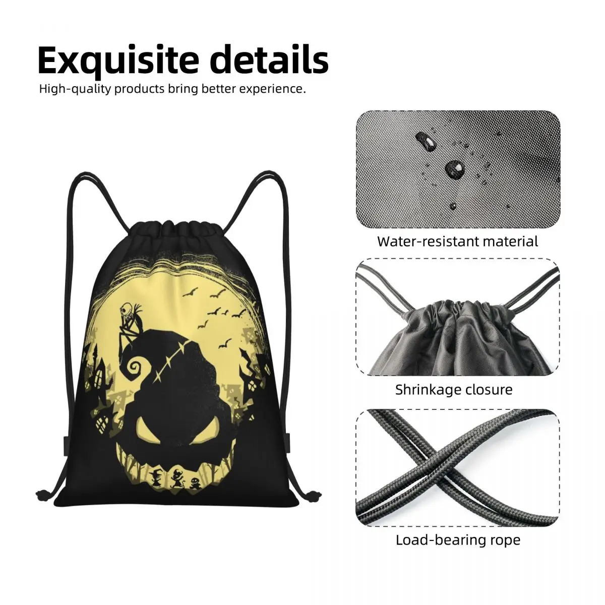 Bag Drawstring Backpack Sports Gym Sackpack Jack Pumpkin Terror Monster the Nightmare Before Christmas String Bags for Running