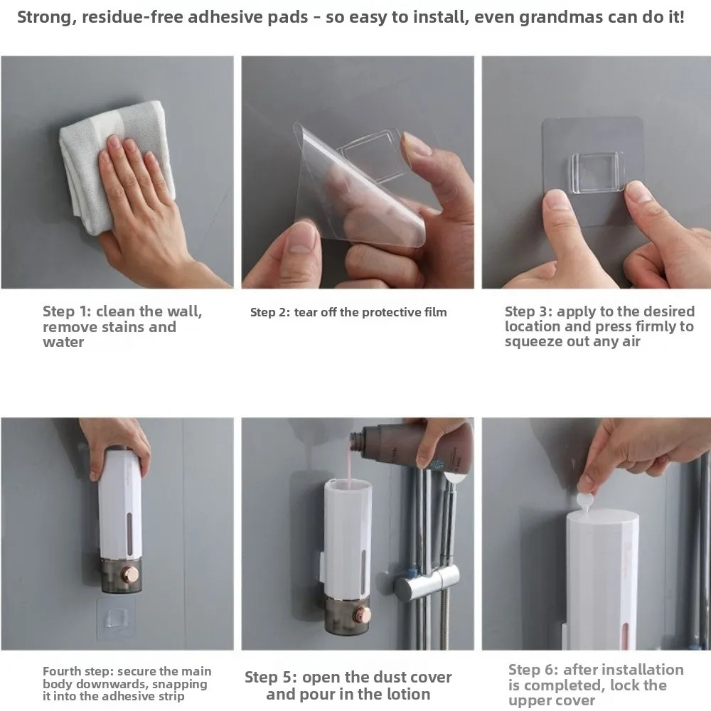 

Wall-mounted Punch-free Soap Dispenser Light Luxury Plastic Press Soap Dispenser Touch-free 450ML Shampoo Dispenser Restaurant