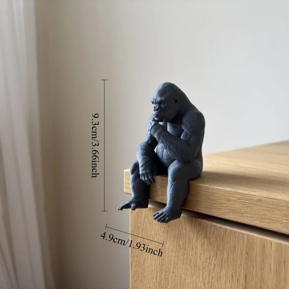 3D-gedrucktes Denkendes Gorilla-Ornament, Meditierender Sitzender Affe als Dekoration, Geschenk für Bücherregal und Schreibtisch im Büro – Detail 5