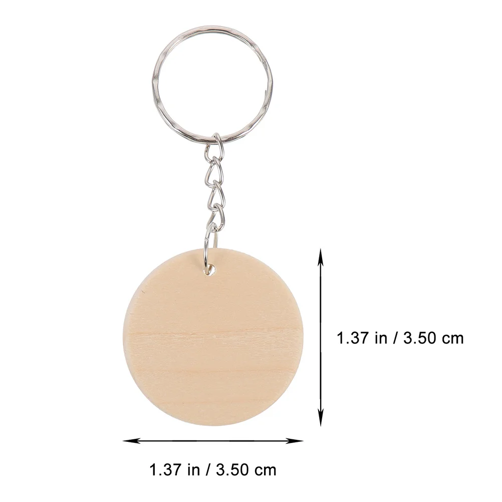 Round Wooden Chips Keychains Blank Discs Hole for DIY Crafts Art Project Christmas Decor Sewing Accessories