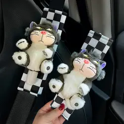Lucy Cat Car Seat Belt Shoulder Cover Cute Universal Car Cartoon Kitten Car Interior Decoration Safety Belt Car Accessories