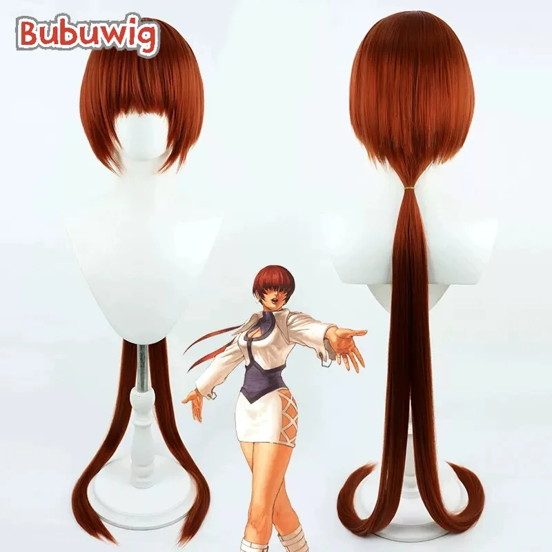 Bubuwig Synthetic Hair Shermie Cosplay Wigs The King of Fighters Shermie 120cm Long Straight Mixed Red Cos Wig Heat Resistant