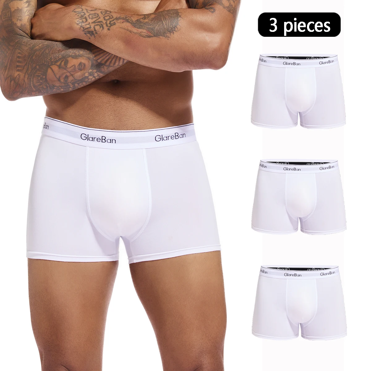 3pcs Pack White Boxer For Men Panties Underwear Male Brand And Underpants Homme Luxury Set Shorts Box Slip Kit Calvin