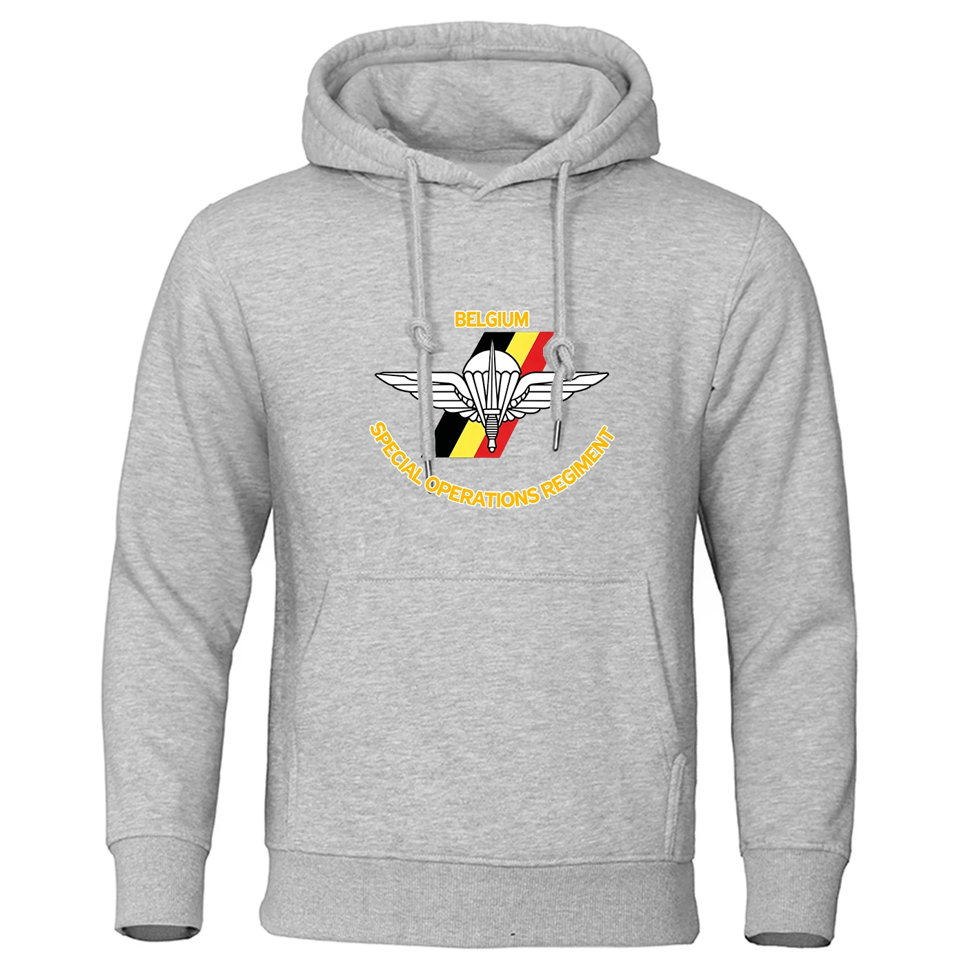 2026 Spring And Autumn Men's Belgium Special Forces Special Operations Regiment Logo Print Pullover Drawstring Hoodies Coat