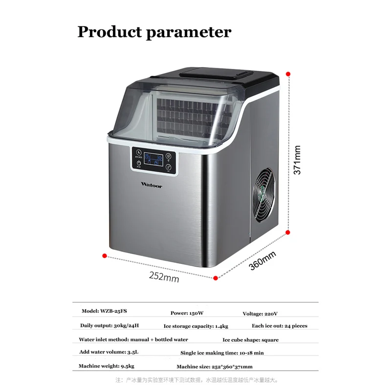 ماكينة صنع الثلج الكهربائية المربعة الشكل ماكينة صنع الثلج الأوتوماتيكية المحمولة لمقهى البار 30 كجم / 24 ساعة #2