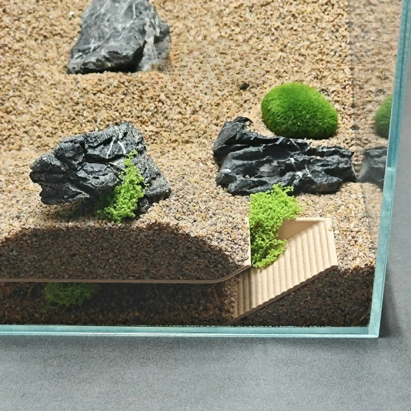 مأوى مخبأات حوض السمك، نفق متدرج للكهف تحت الأرض للأسماك والروبيان والسرطان واللعب وتربية التوريد، وتزيين خزان الأسماك #2