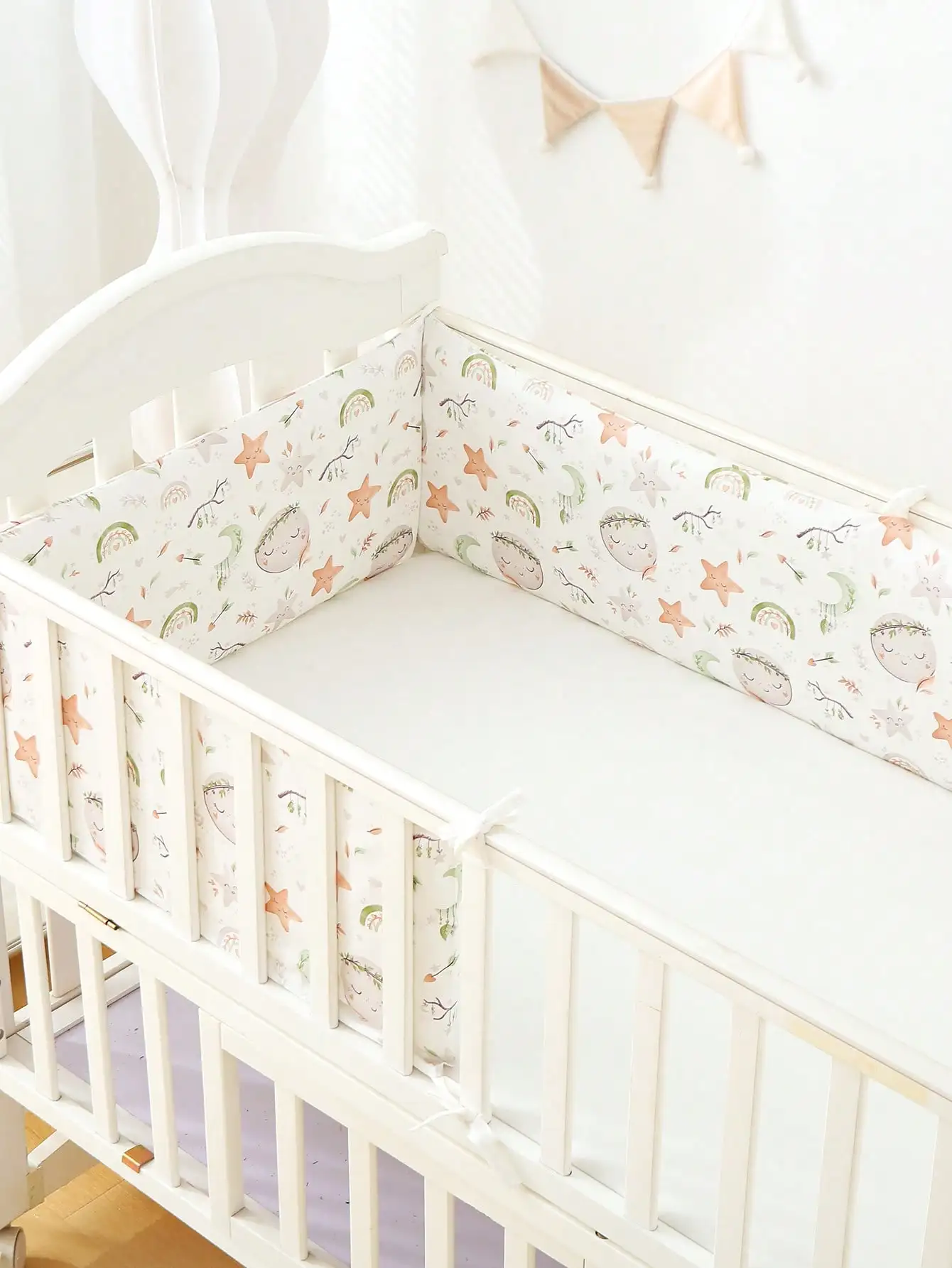 1 Stück Babybett-Schutzbeschiene, weiche Polsterung, Stoßstangeinlage für Säuglingsbett, gepolsterter Bettzaun mit Cartoon-Druck, einteilig, 120/180/200 cm Länge