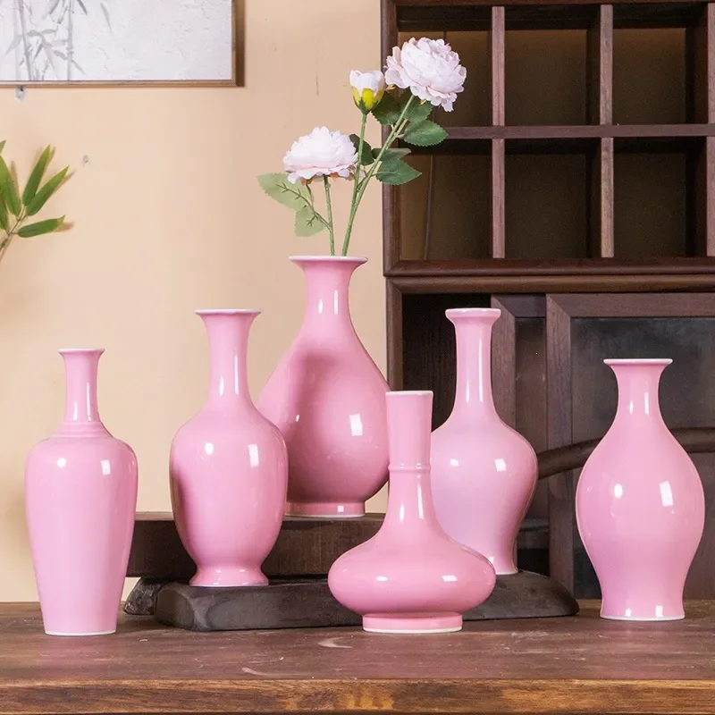 for Antique Pink Jingdezhen Red Glaze Chai Kiln Ceramic Vase Decorative Ornament Bogu Frame Collection Ceramics