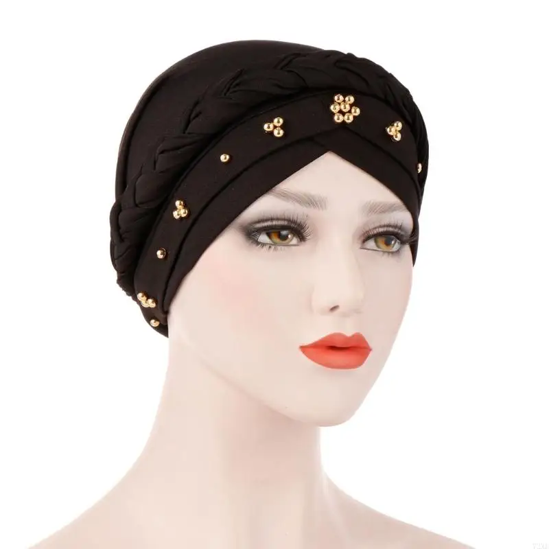 72XE Lightweight Beaded Braid Hair Scarf For Women Men Sports Travel Foldable Headwear For Yoga Hiking Daily Use