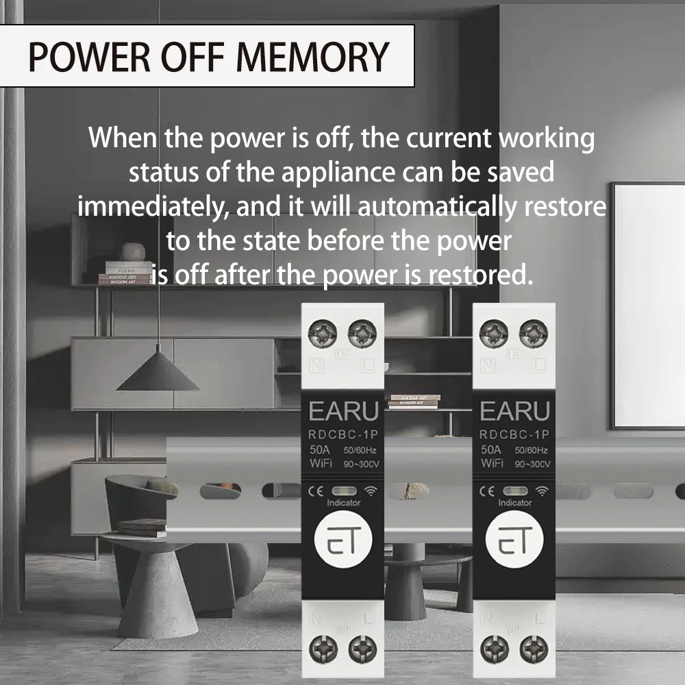 1P+N  Din Rail WIFI Circuit Breaker Smart Timer Switch Relay Remote Control By eWeLink Smart Home Compatiable With Alexa Google