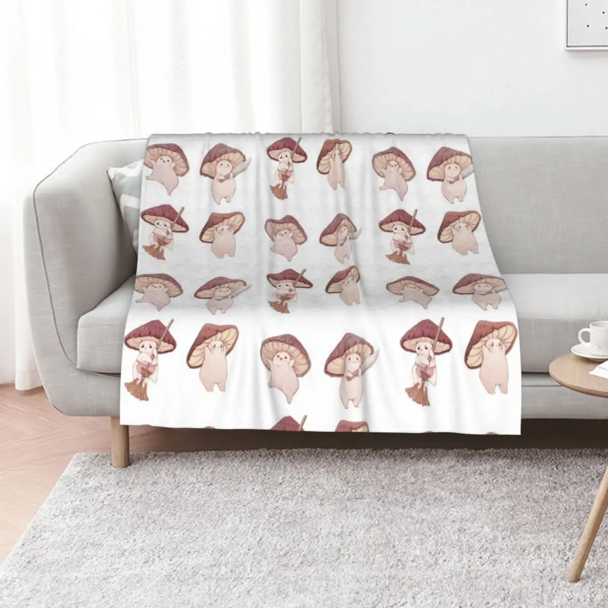 Four Different Mushroom Moods Throw Blanket Beach funny gift for sofa Bed Soft Big Blankets