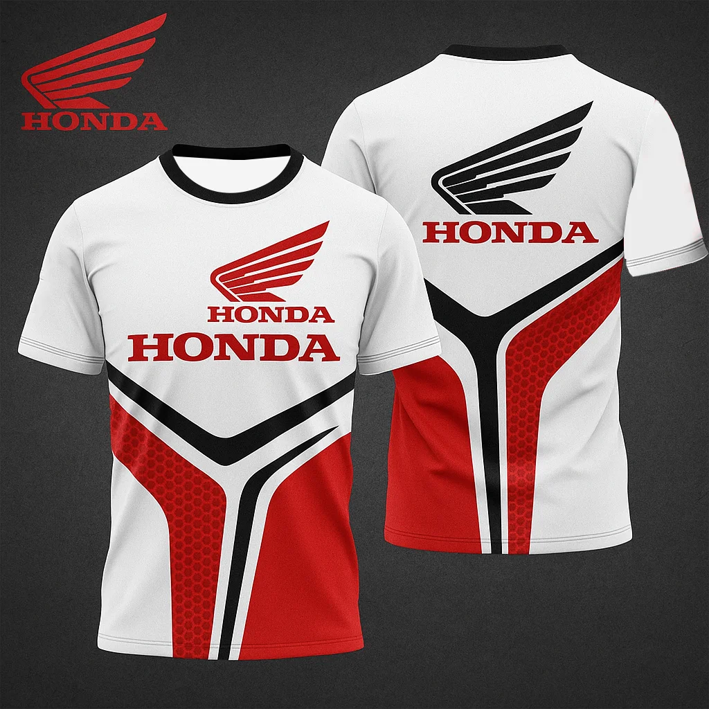 

2025 Hot Selling 3D Printed Honda Printed Motorcycle Quick Drying Breathable Riding Suit Round Neck Short Sleeved Top