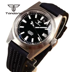 Tandorio NH35A 38mm Fashion Automatic Watch for Men AR Sapphire Crystal 20atm  Brushed Case Luminous Sunburst Dial Rubber Strap