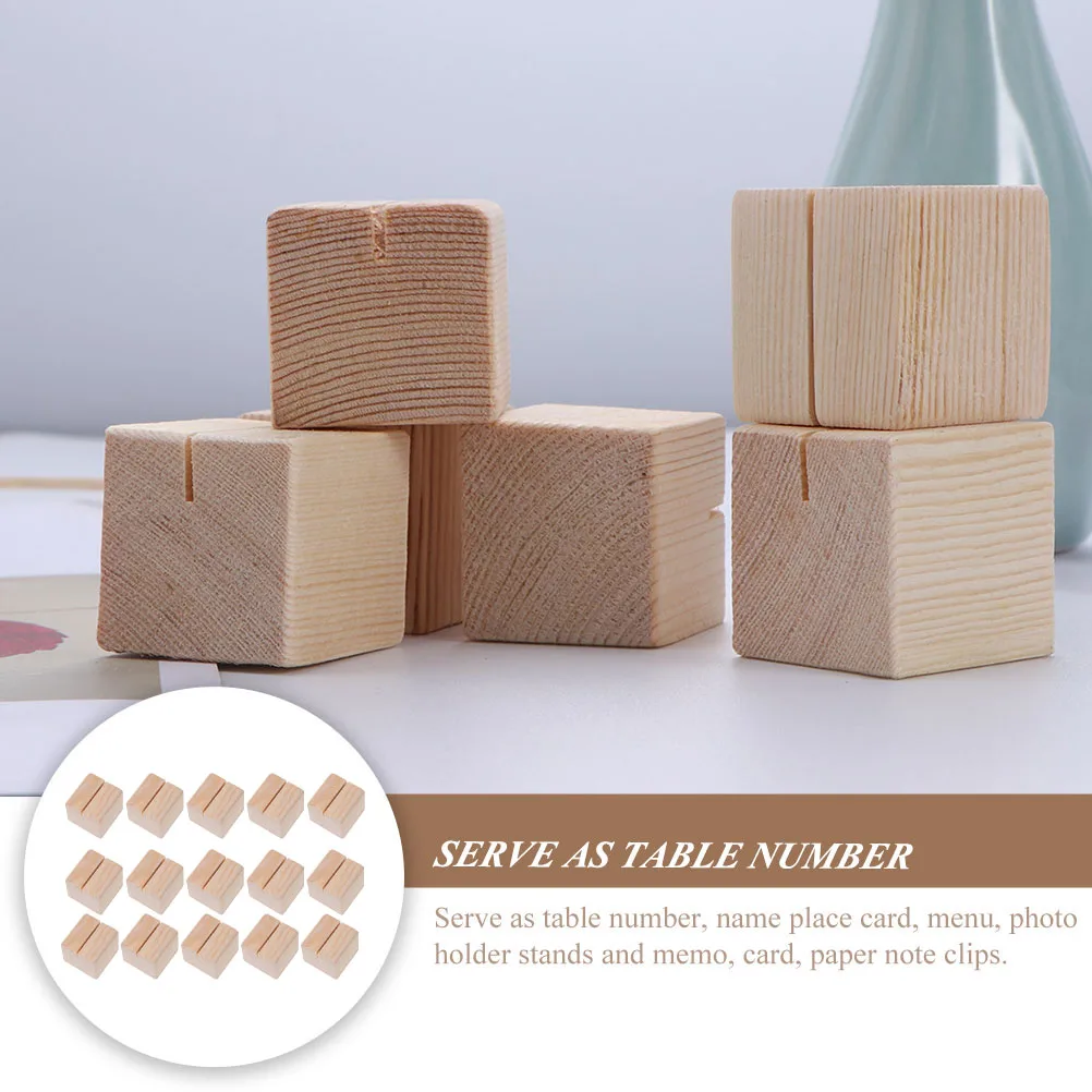 

15pcs Wooden Note Holders Unique Design Table Number Stands Business Card Display Wedding Home Decor Office Accessories Photo