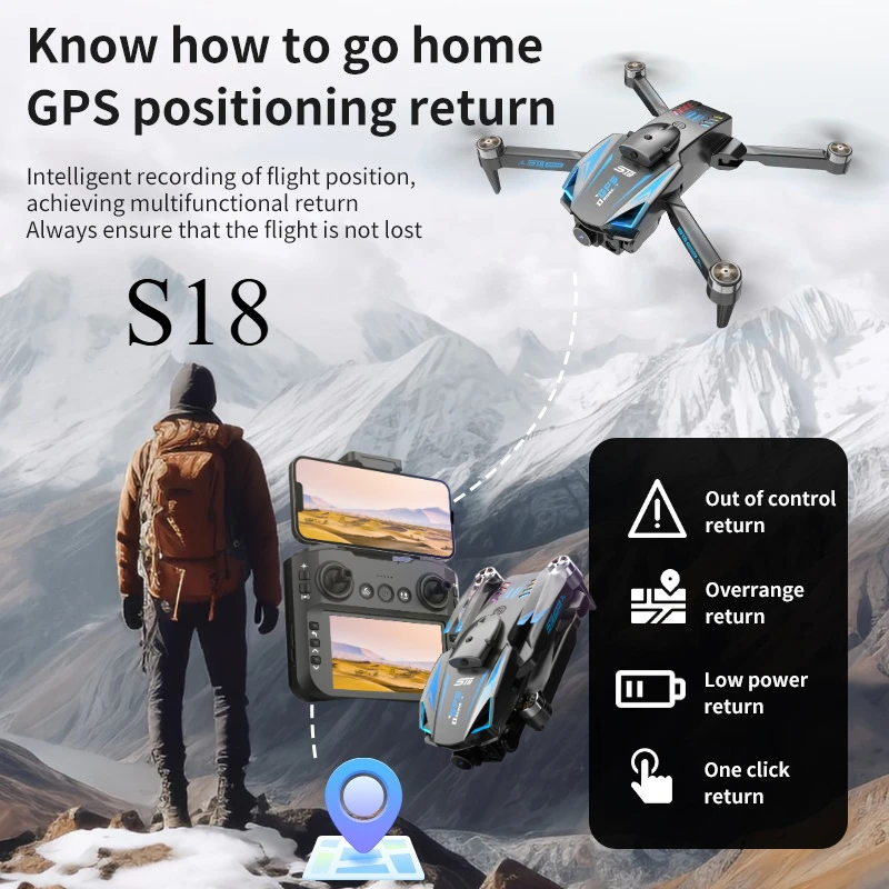 

LED Equipped with a 4.5-inch display screen GPS for precise positioning one click return low battery lost contact return S18PRO