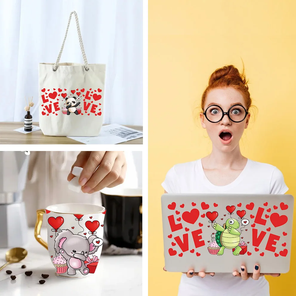 XOXO عيد الحب السعيد سهل التقشير مقاوم للماء حفلة لتقوم بها بنفسك الشارات ثلاثية الأبعاد نقل uvdtf بهلوان ملصقات الختم 16oz uv dtf كوب يلتف