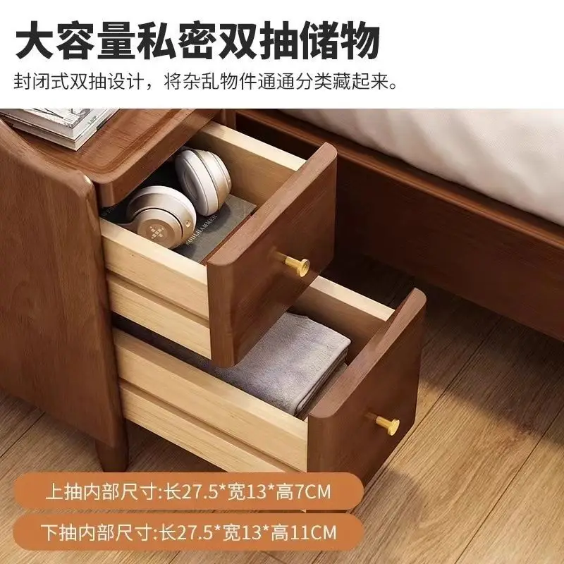 All solid wood bedside table Mini small bedroom Extremely narrow bedside table Ultra