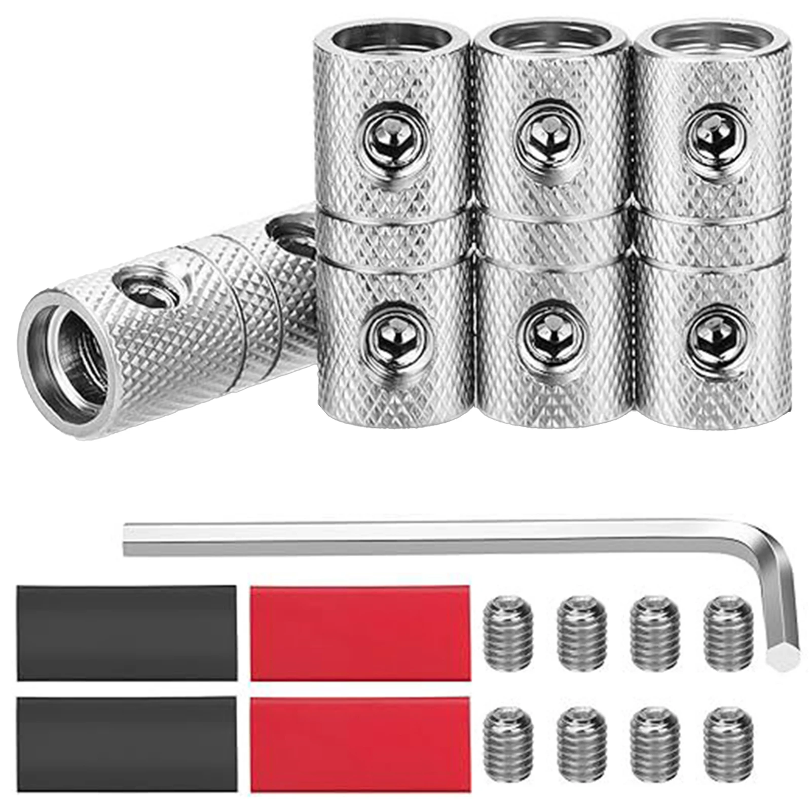 4PCS Gauge Wire Splices Connectors 0 Gauge Battery Cable Coupler Audio Nickel Plated Brass Home Improvement Heating