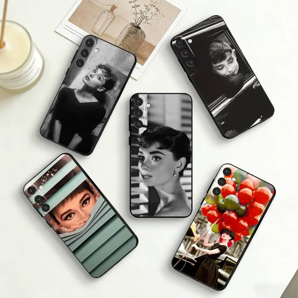 

Actress A-Audrey Hepburn Phone Case For Samsung Galaxy A73,A72,A71,A70,A53,A52,A51,Others Soft Black Cover