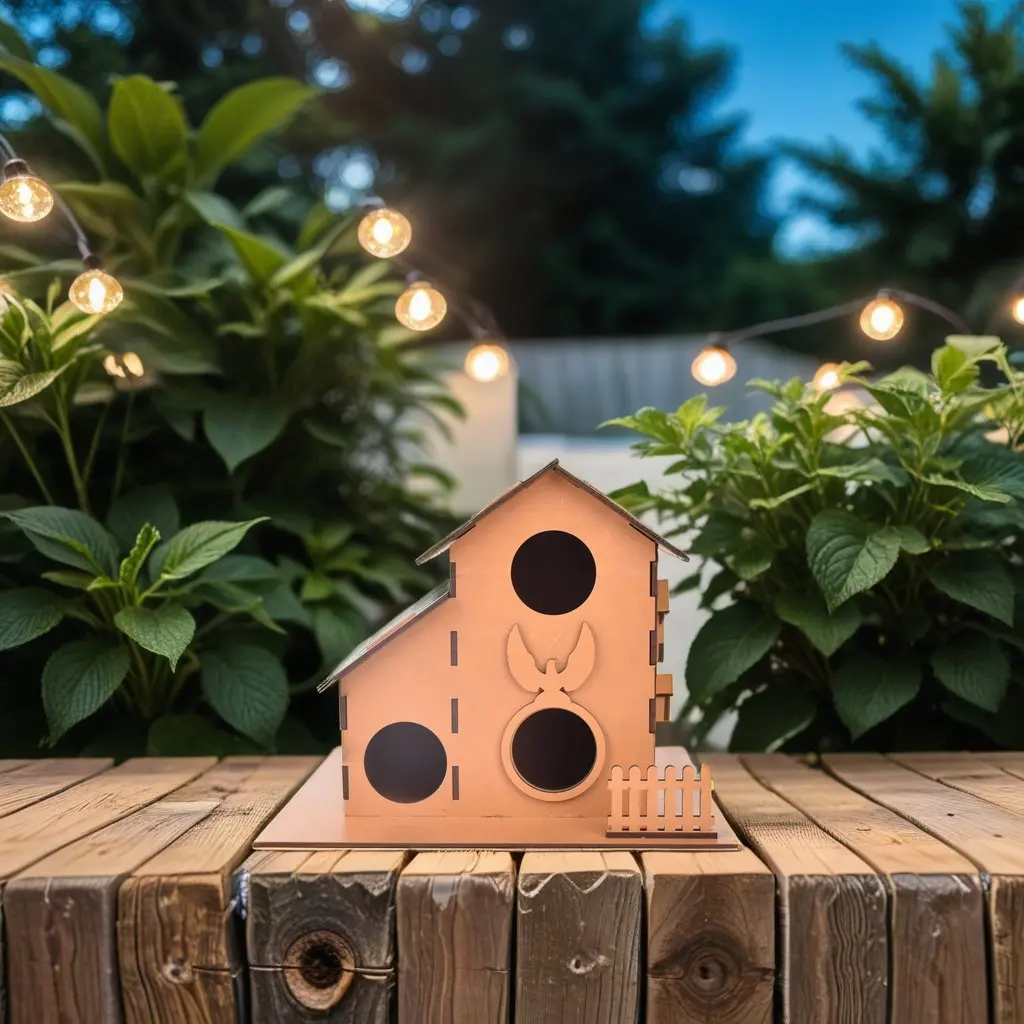 Outdoor Bird House, Outdoor Bird Wooden House, Wooden  Blue Red Bird Clothes Hanger  House, Suitable for Garden View