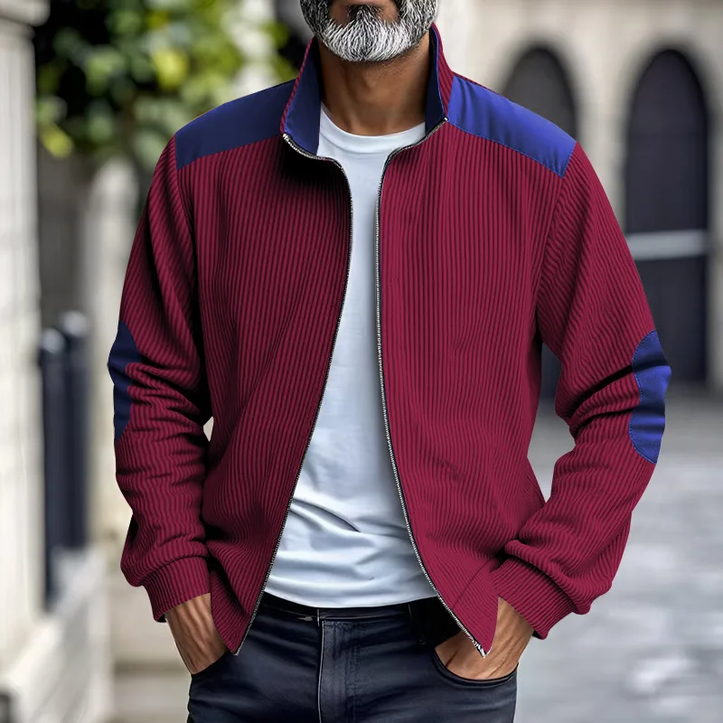 Autumn And Winter Coat Men's Simple Piece Retro Stand-up Collar Zipper Cardigan Casual Jacket Men