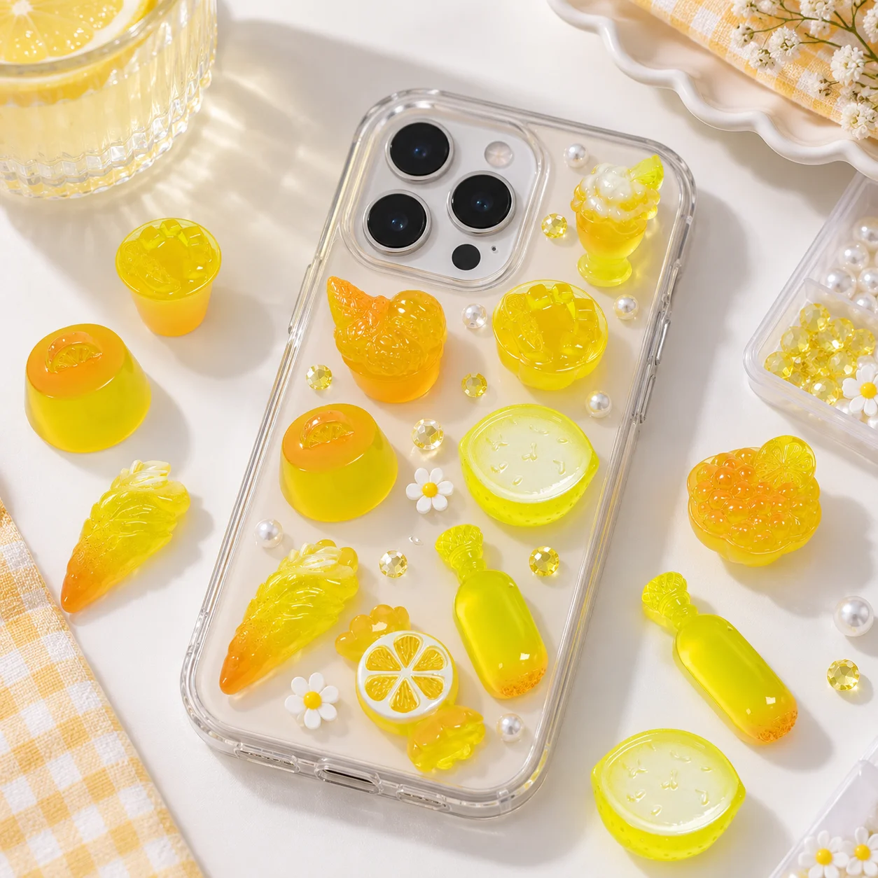 Phone Cases Wholesale - Großhandel Zitronen-Frucht-Harz-Charms Gemischte Flatback-Cabochons für Slime-DIY-Bastelarbeiten