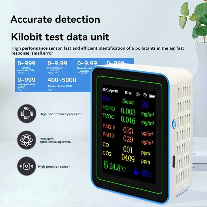 

Tuya Wifi 12 In 1 Air Quality Monitor Multifunction PM2.5 AQI PM1O HCHO TVOC CO CO2 Screen Display Air Detector