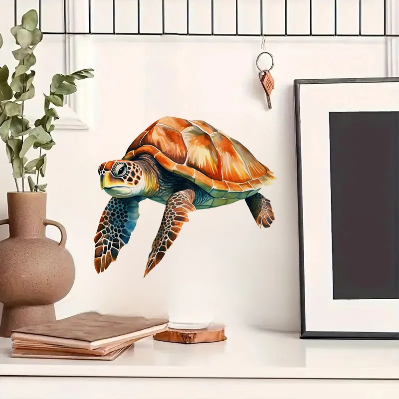 Fun Watercolor Sea Turtle Sticker, Water-proof Home Wall Decal, Used for Wall, Bathroom, Cabinet, Door,Toilet, Car, Laptop