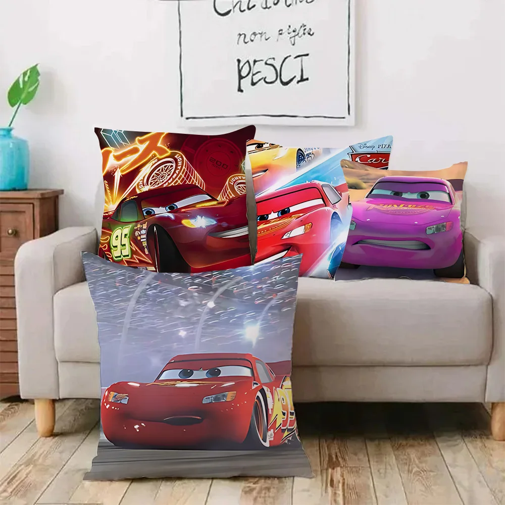 Car Lightning McQueen Sofia Princess Pillow Covers Cartoon Sofa Decorative Home Double-sided Printing Short Plush Cushion Cover