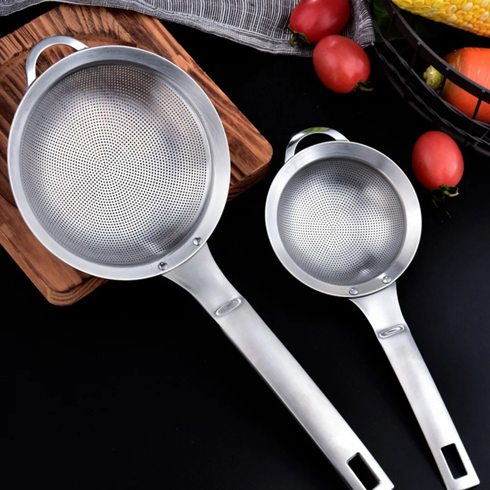 

Stainless Steel Filtering Strainer Mesh Spoon Oil Grease Container Dishwasher Safe Soy Milk Juice Strainers Fine Metal Long