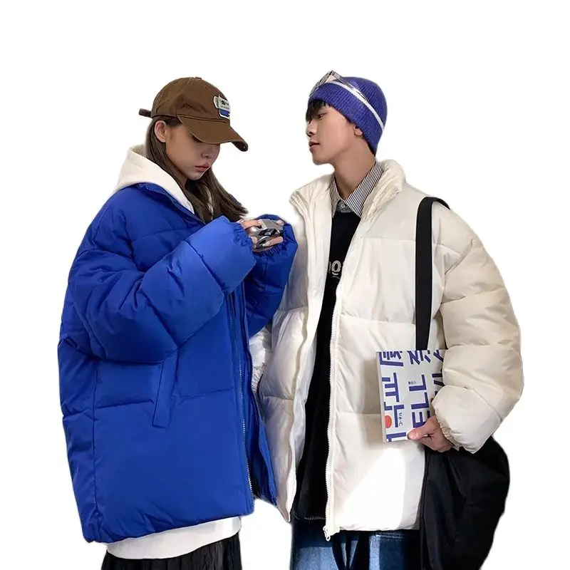 Harajuku męskie parki gruby, ciepły płaszcz zimowa kurtka kolorowa Bubble męska kobieta Streetwear Hip Hop Parka kurtki Oversized 5XL